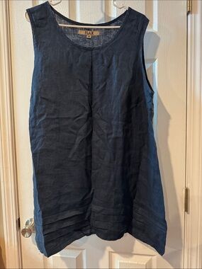 FLAX Navy Blue Sleeveless Linen dress